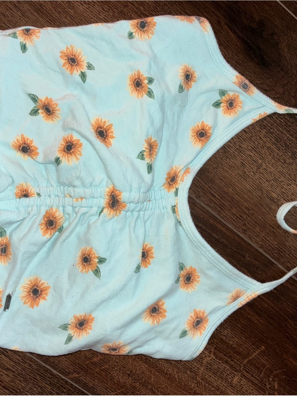 Hollister Light Blue Sunflower Print Crop Top